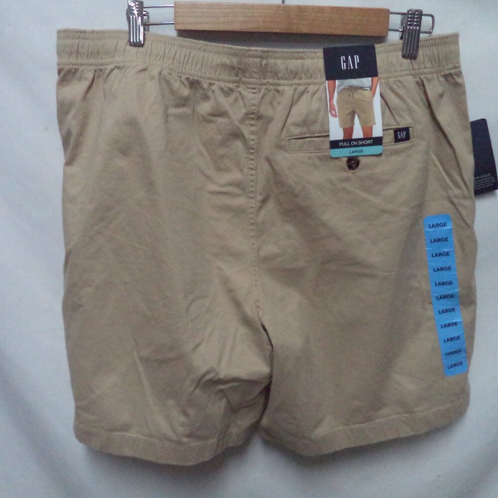 GAP khaki elastic waist Bermuda shorts khaki Pockets NEW NWT Size Sz Large Lg L - Picture 2 of 11